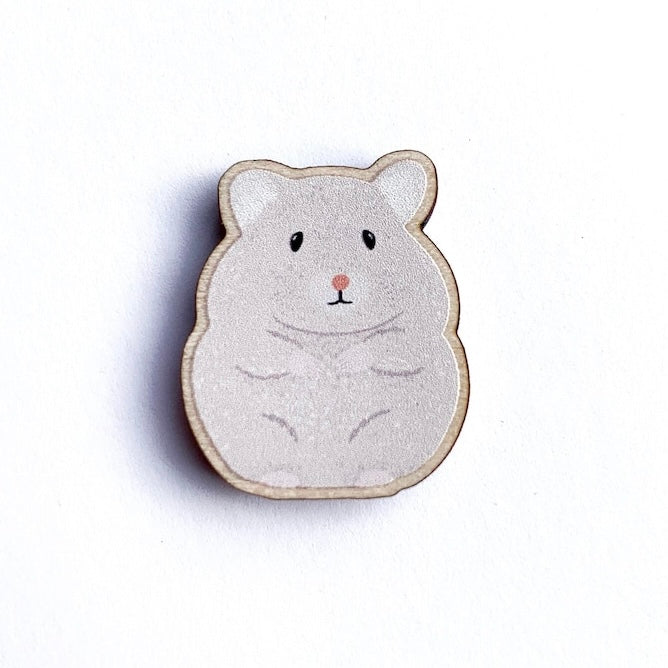 Grey Hamster, Responsibly Sourced Birch Wood Pin