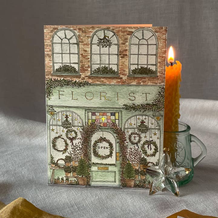 Brittany Davies Illustration Winter Florist Hot Foiled Christmas Card