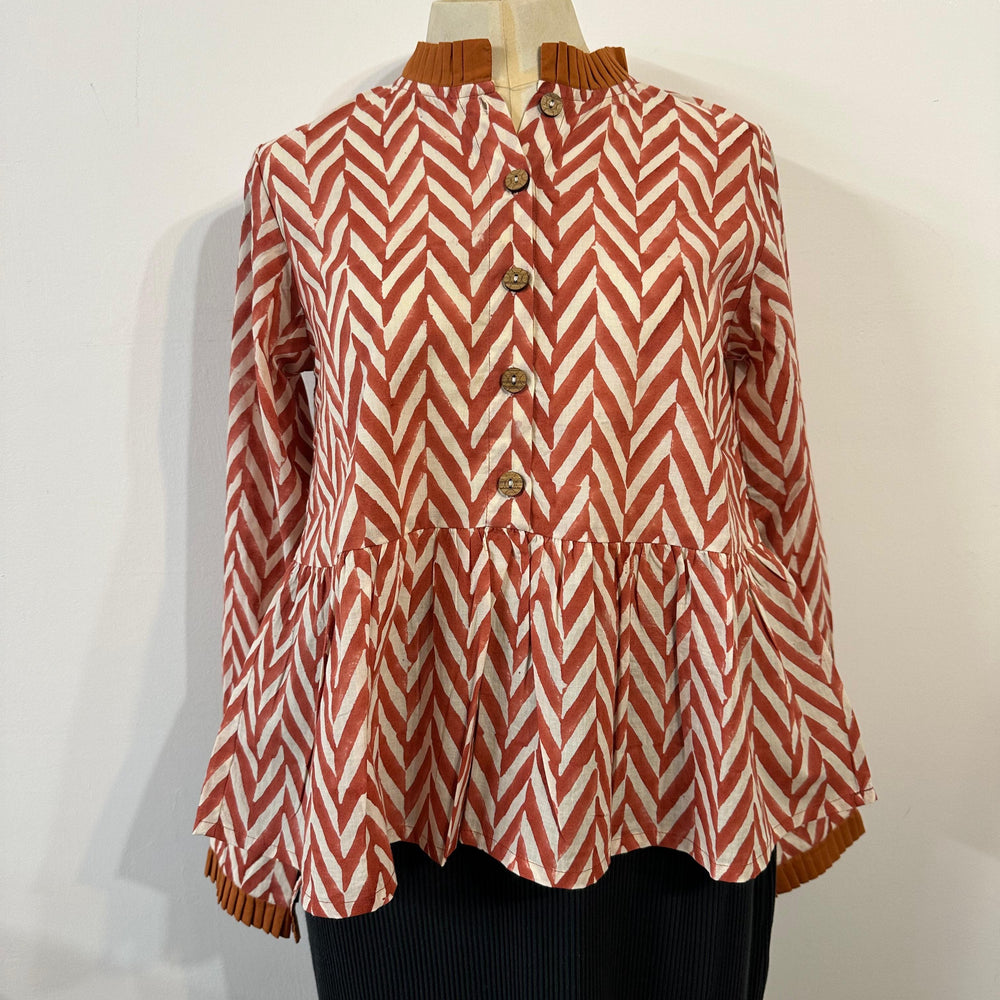 
                  
                    Fierce Flora Women's Lily Long Sleeve Blouse - Rust Chevron
                  
                