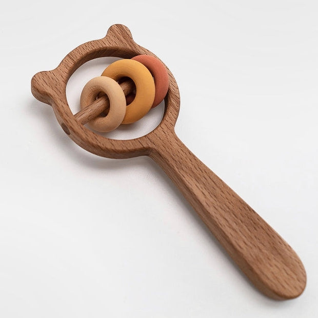 SABO Concept Bear and Rings Rattle / Yellow & Pink