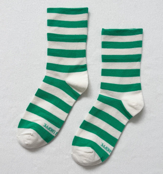 Le Bon Shoppe Women's Wally Socks - Wide Green Stripe