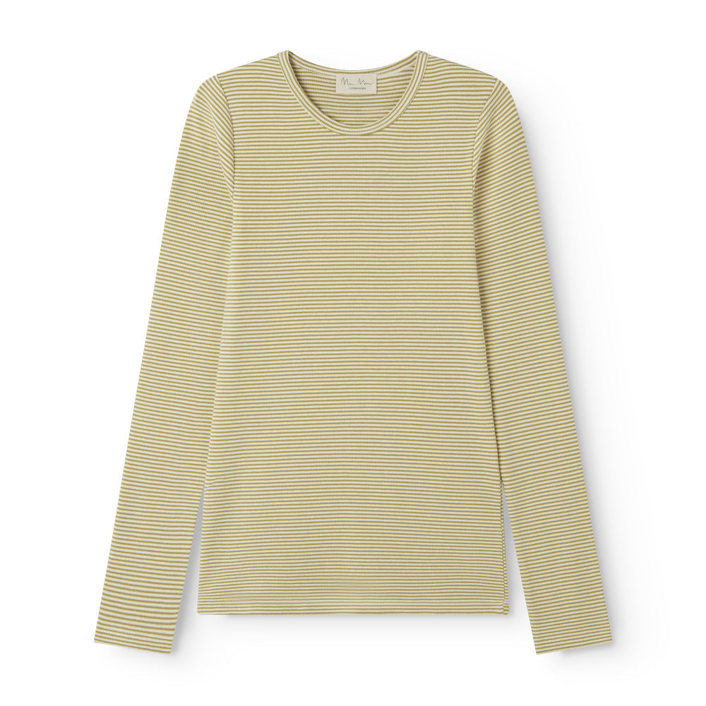 MarMar Copenhagen Women's Tani  Long Sleeve Stripe Tee Shirt - Olive