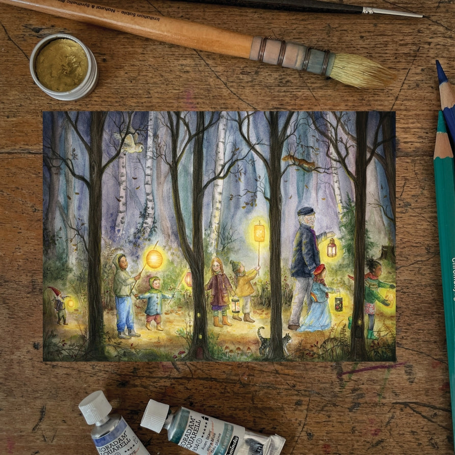 Mhairi Hellbrandt Lantern Walk Postcard