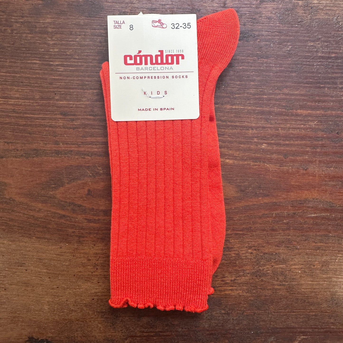 Cóndor Short Cotton Ankle Socks with Curled Cuff - Chilli Red