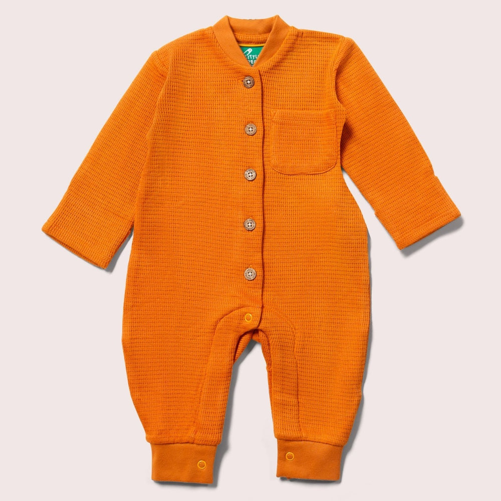 Little Green Radicals Golden Ochre Organic Waffle Playsuit