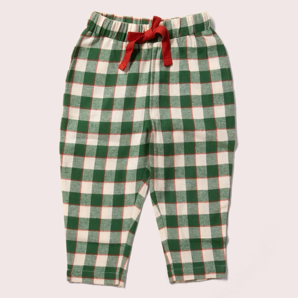 Little Green Radicals Fern Green Check Comfy Trousers