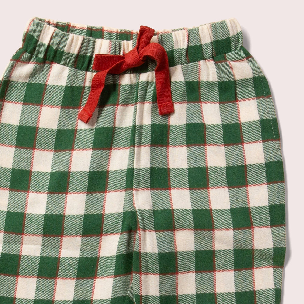 Little Green Radicals Fern Green Check Comfy Trousers