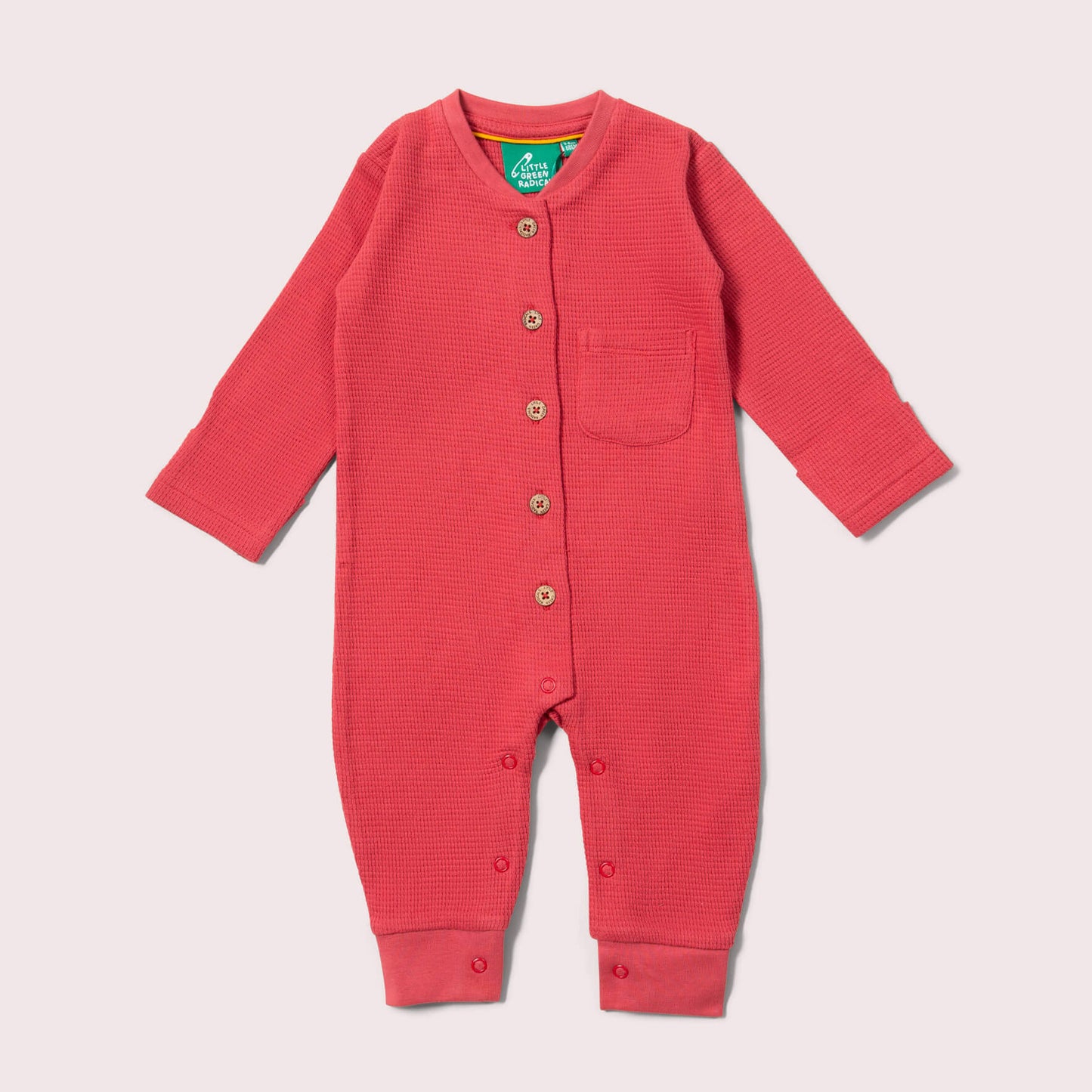 Little Green Radicals Berry Organic Waffle Playsuit