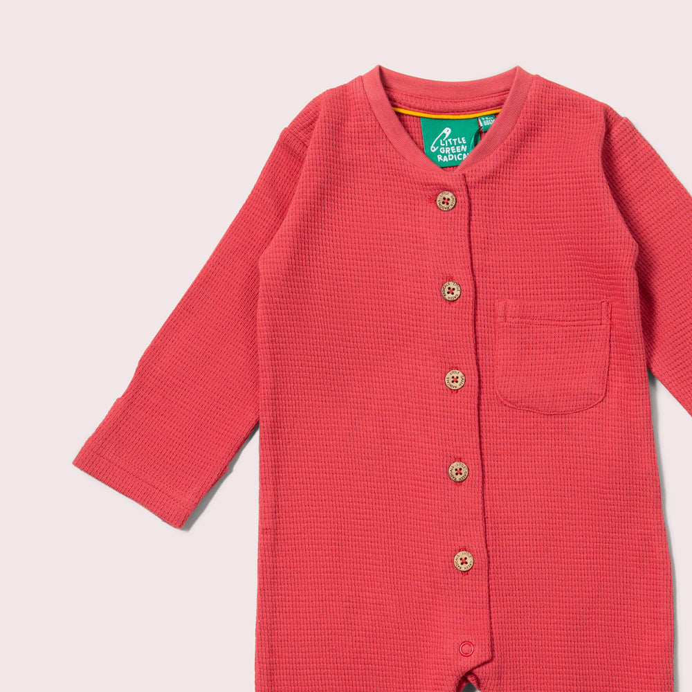 Little Green Radicals Berry Organic Waffle Playsuit