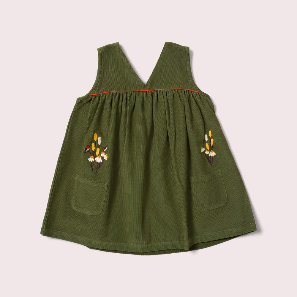 Little Green Radicals Chive Corduroy Swing Dress