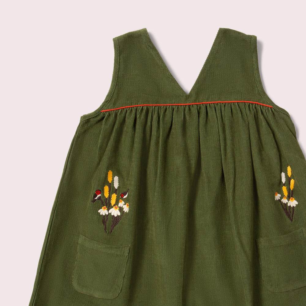 Little Green Radicals Chive Corduroy Swing Dress
