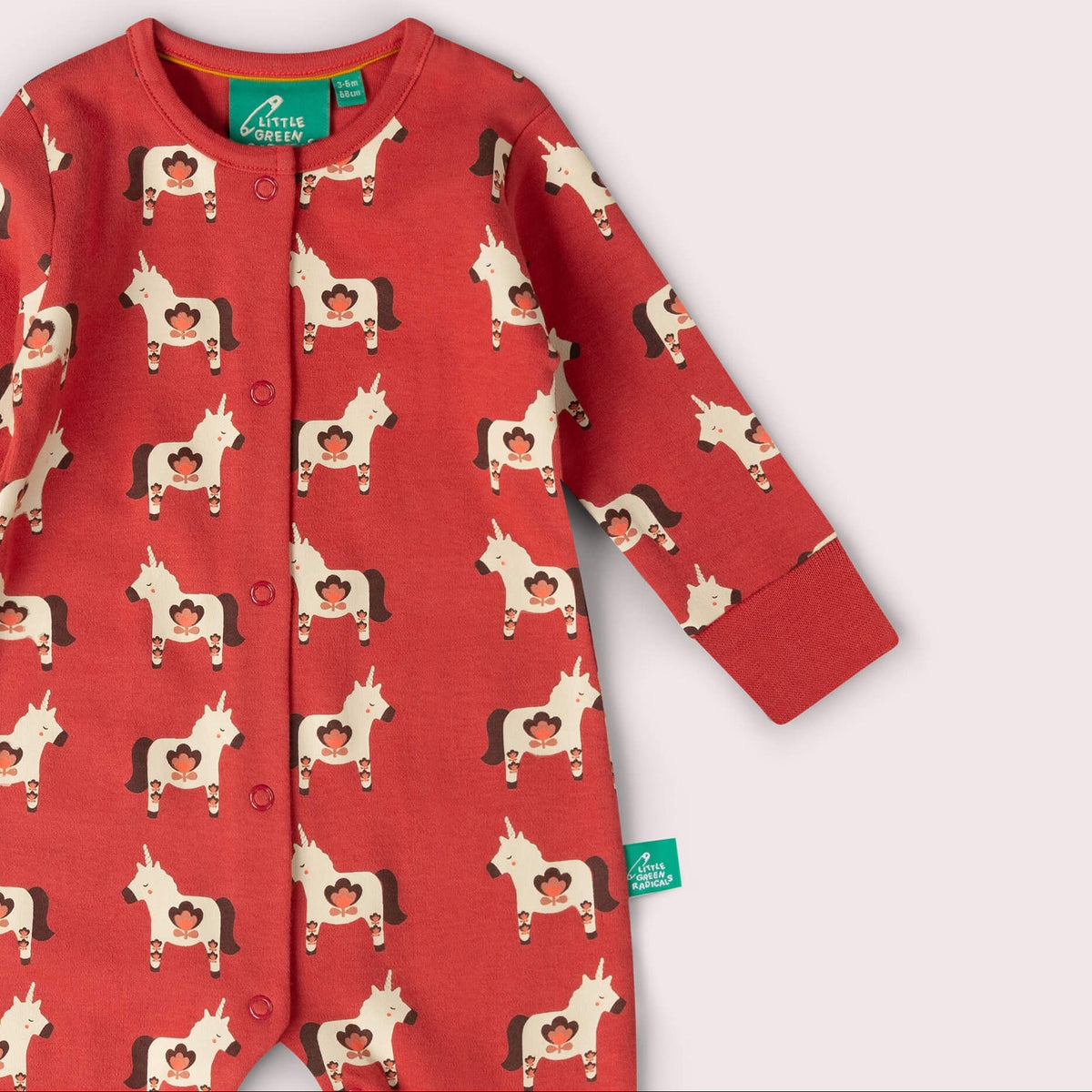 Little Green Radicals Little Unicorns Organic Sleepsuit