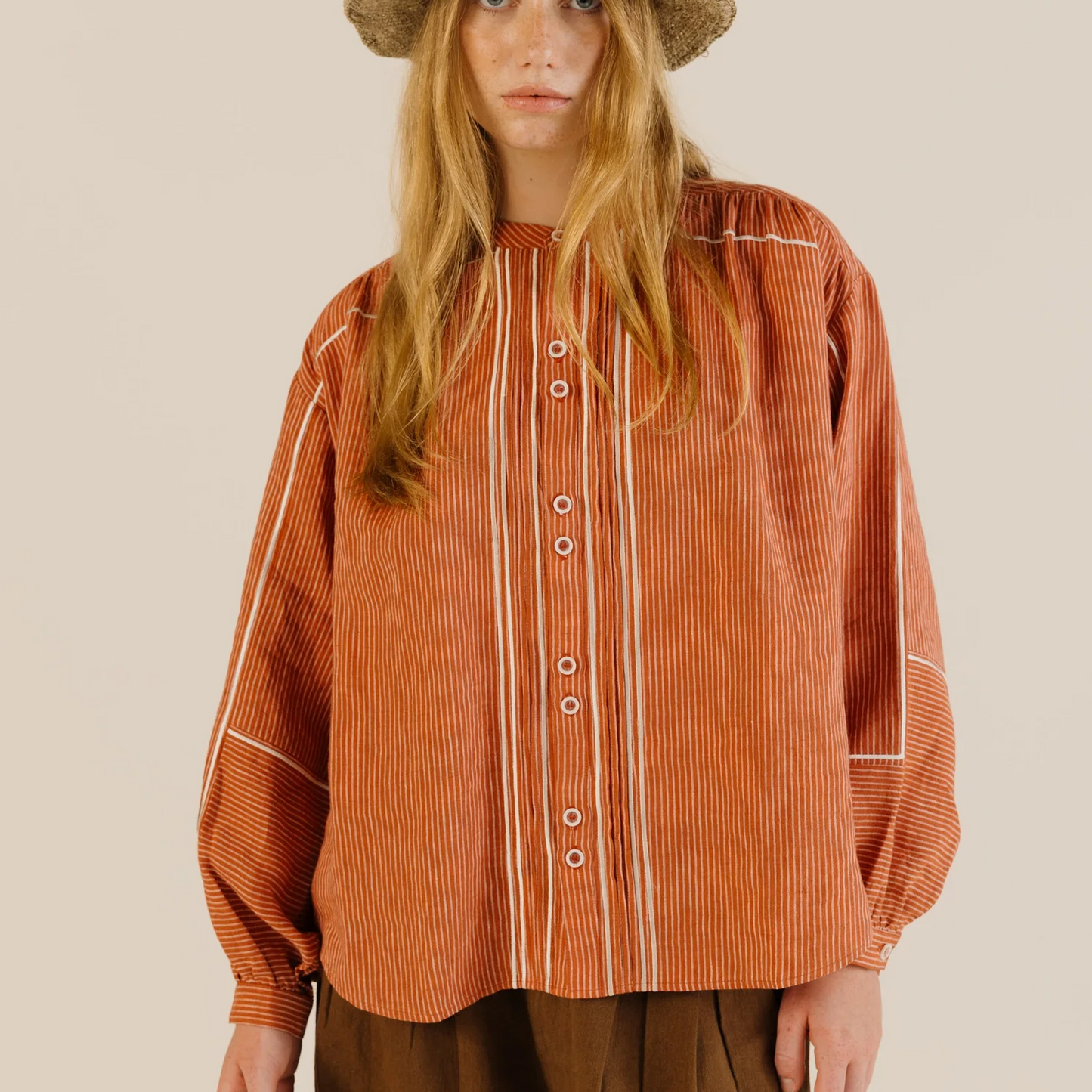Sideline Willow Shirt - Brick Stripe