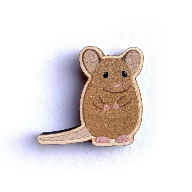 Tom Hardwick Brown Mouse, Responsibly Sourced Birch Wood Pin