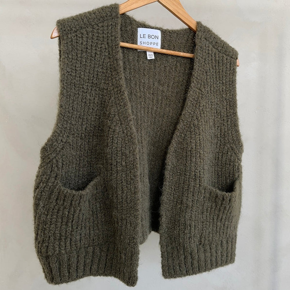 Le Bon Shoppe Women's Alpaca Grandpa Vest - Olive