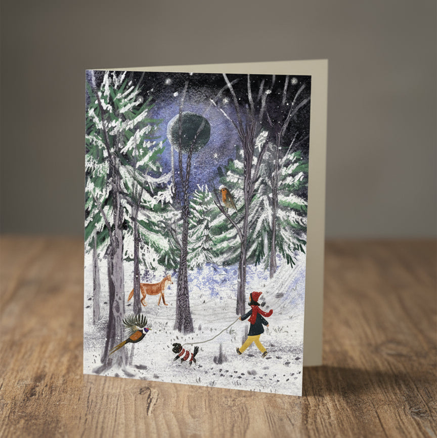 Metta & Magic A Stroll in the Snow Luxury Handmade Greeting Card