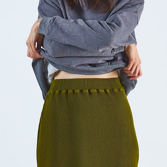 Poudre Organic Women's Cosmos Long Ribbed Skirt - Fir Green