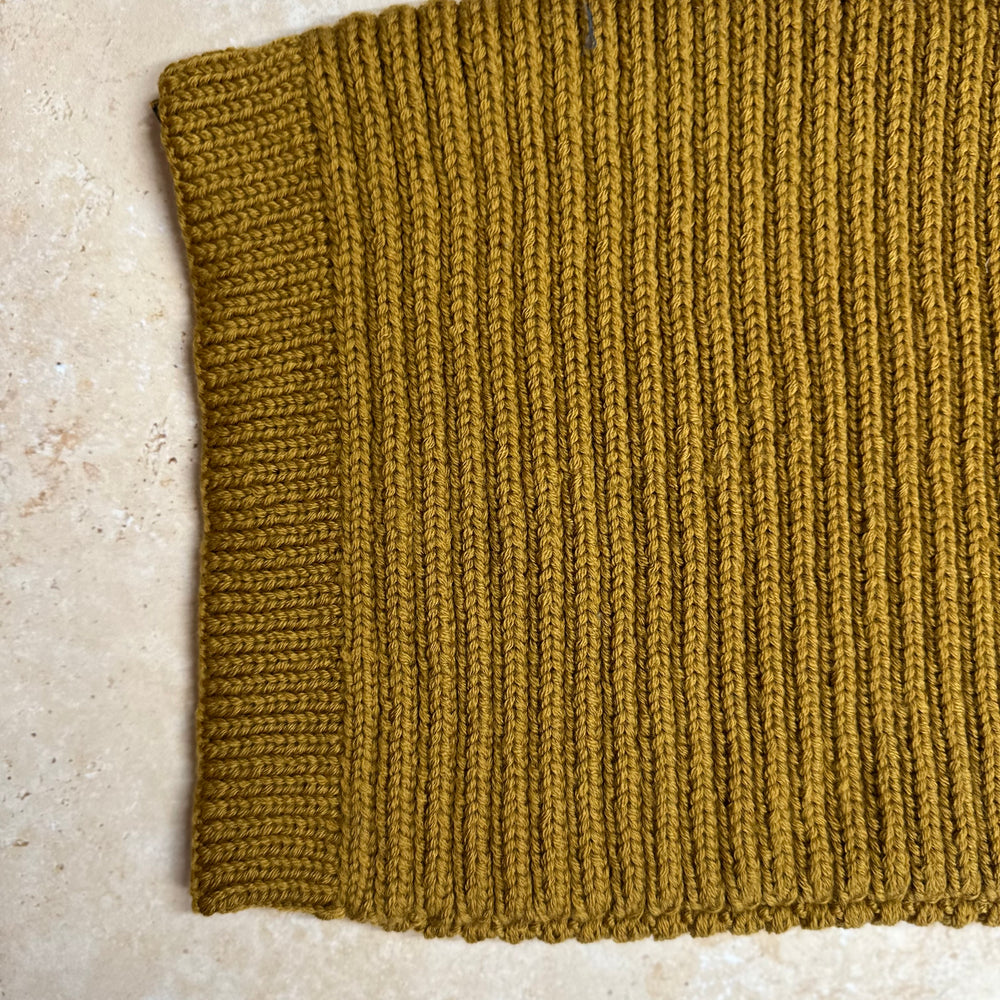 SMALL FOLK Handknits Women's Hand Knitted Ribbed Snood - Old Gold