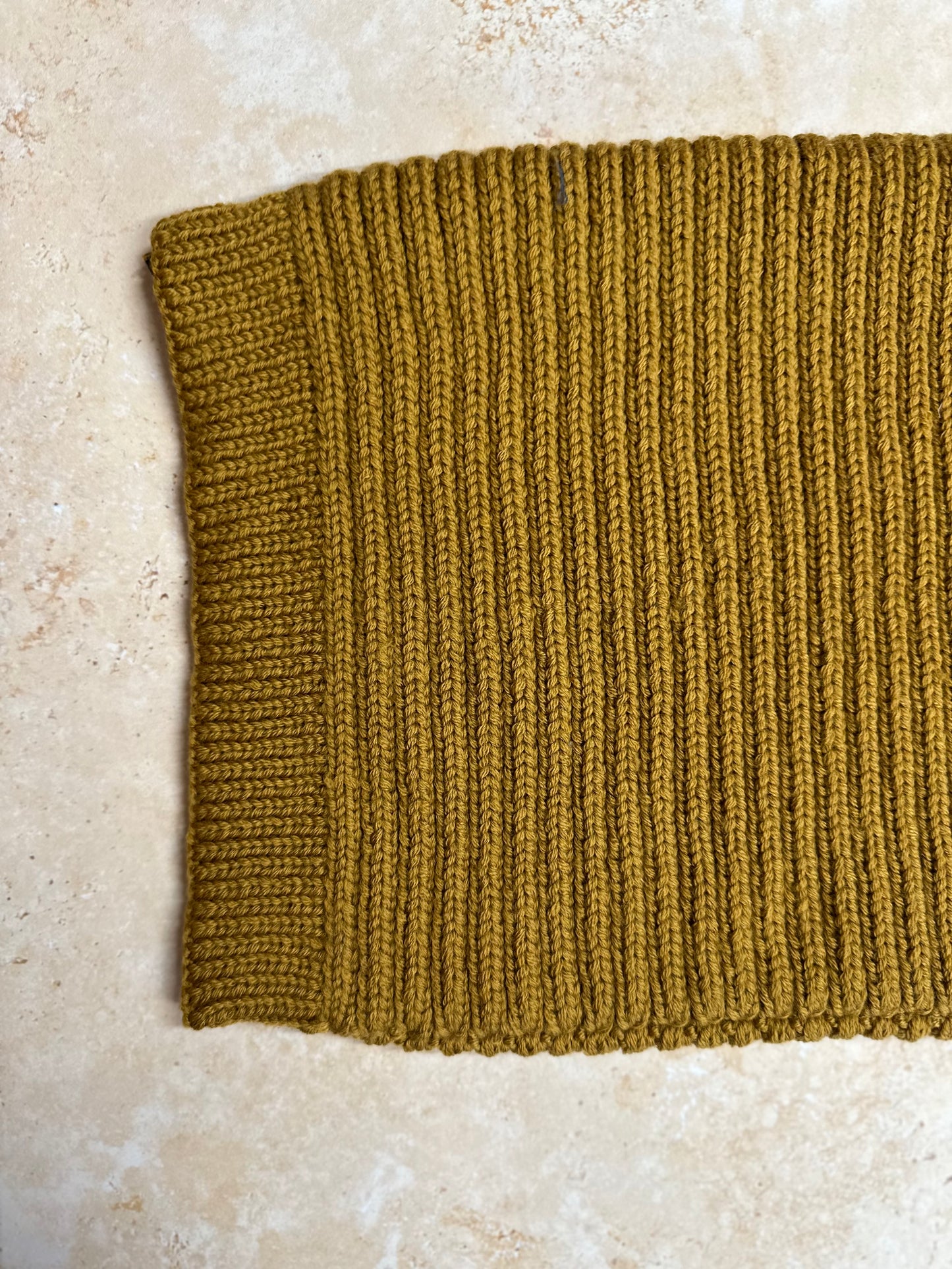 SMALL FOLK Handknits Women's Hand Knitted Ribbed Snood - Old Gold