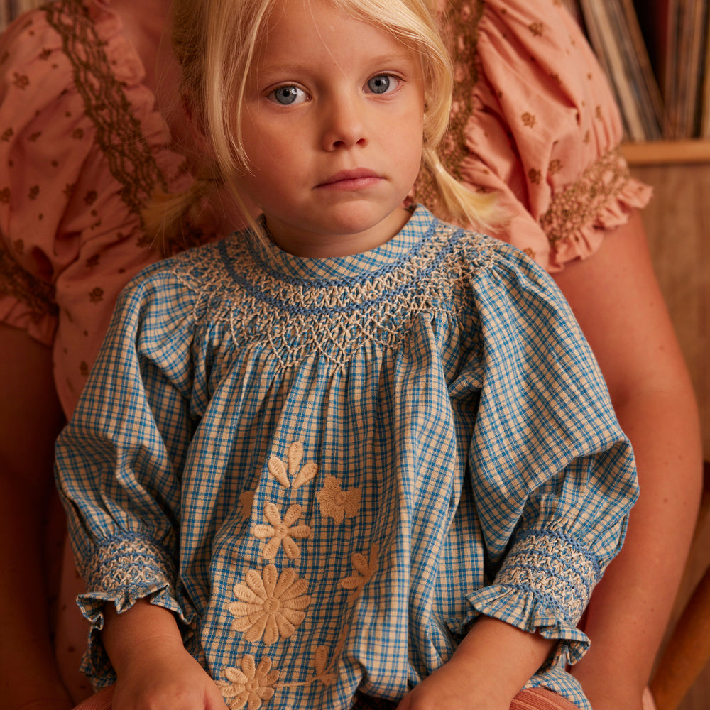
                  
                    Apolina Baby Cece Smock Romper - Tablecheck Marine
                  
                