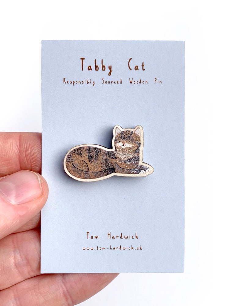 Tabby Cat, Responsibly Sourced Birch Wood Pin