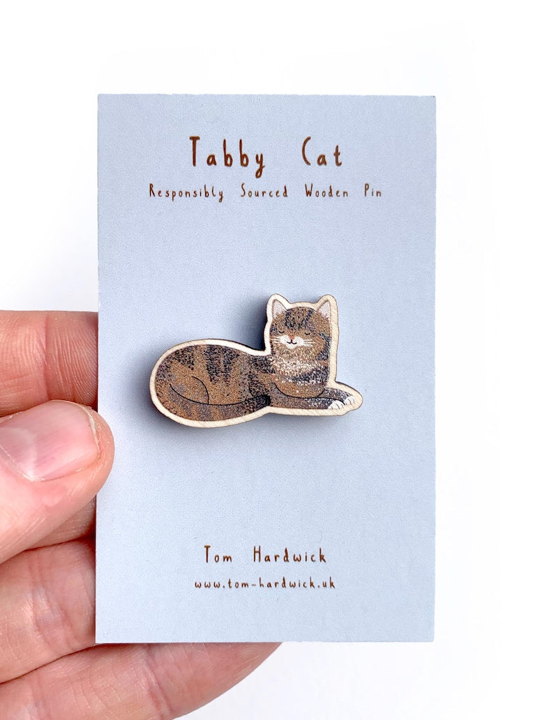 Tabby Cat, Responsibly Sourced Birch Wood Pin