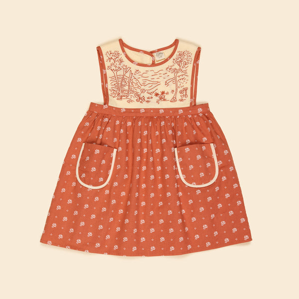 ワンピース apolina / MTO Bibi Pinafore Apolina Bibi Hand Embroidered Pinafore - Mountain Calico Jam