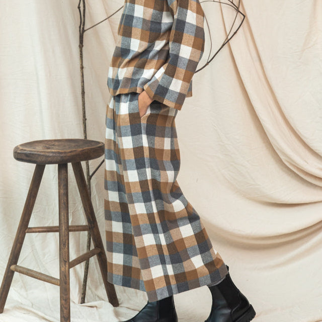 Beaumont Organic Women's Evora-Cay Brushed Cotton Blend Trousers | Tan Check