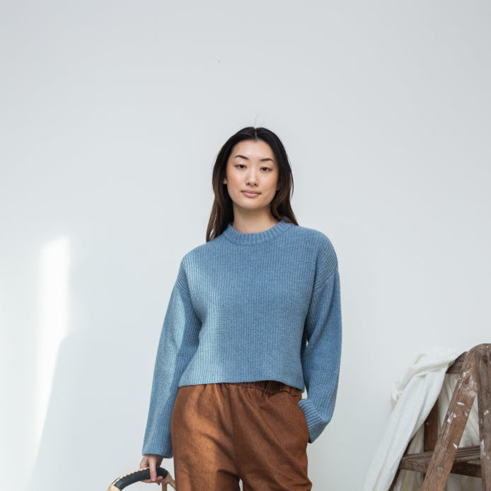 Beaumont Organic Women's Leo Recycled Wool Knitted Jumper | Sky Blue
