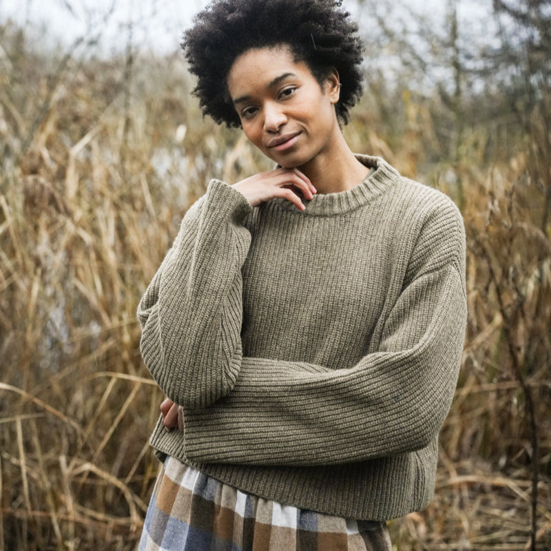 Beaumont Organic Women's Leo Recycled Wool Knitted Jumper | Taupe Marl
