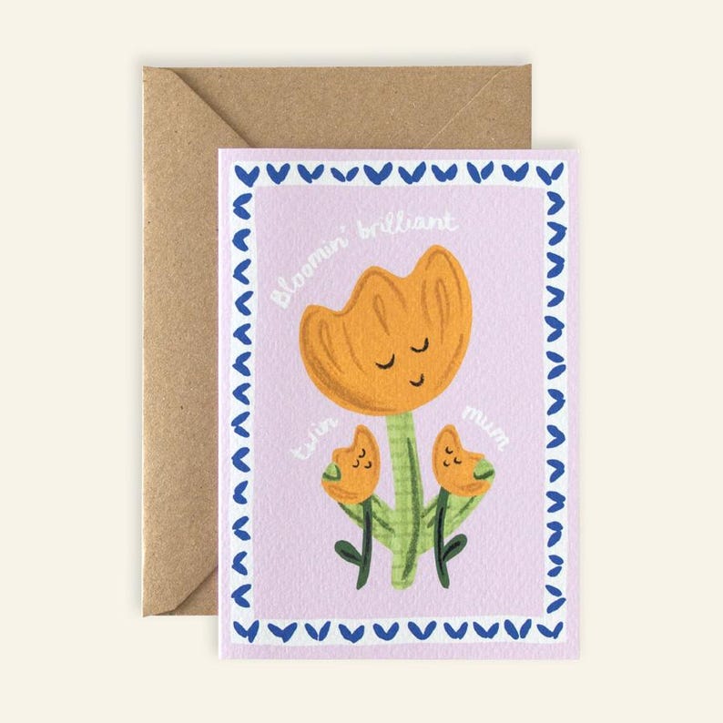 Little Em Emma Alviti Bloomin' Brilliant Twin Mum Card