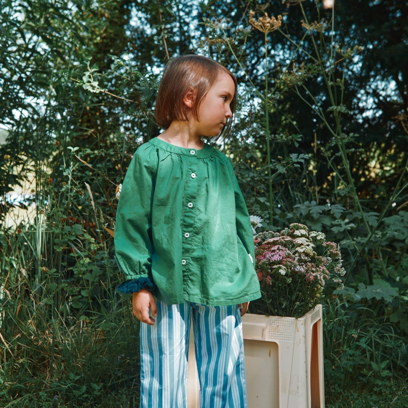 Poudre Organic Pecan Blouse - Deep Grass Green