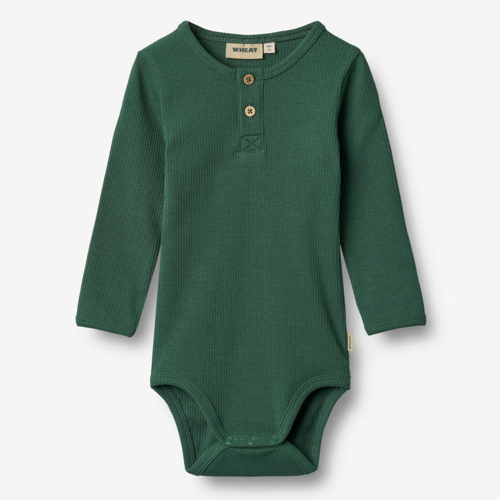 Wheat Clothing Benny Long Sleeve Bodysuit - Green Tea