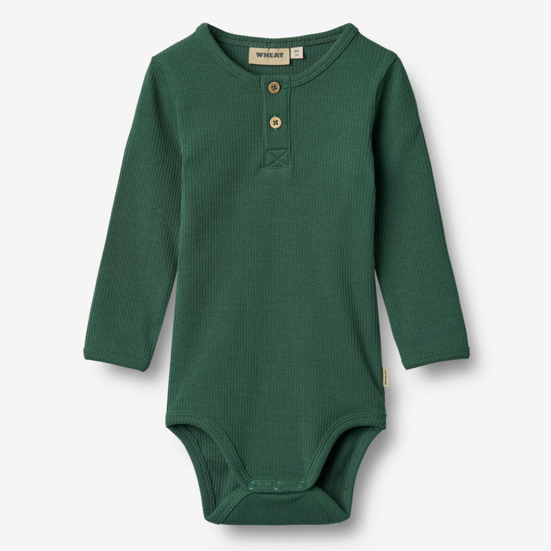 Wheat Clothing Benny Long Sleeve Bodysuit - Green Tea