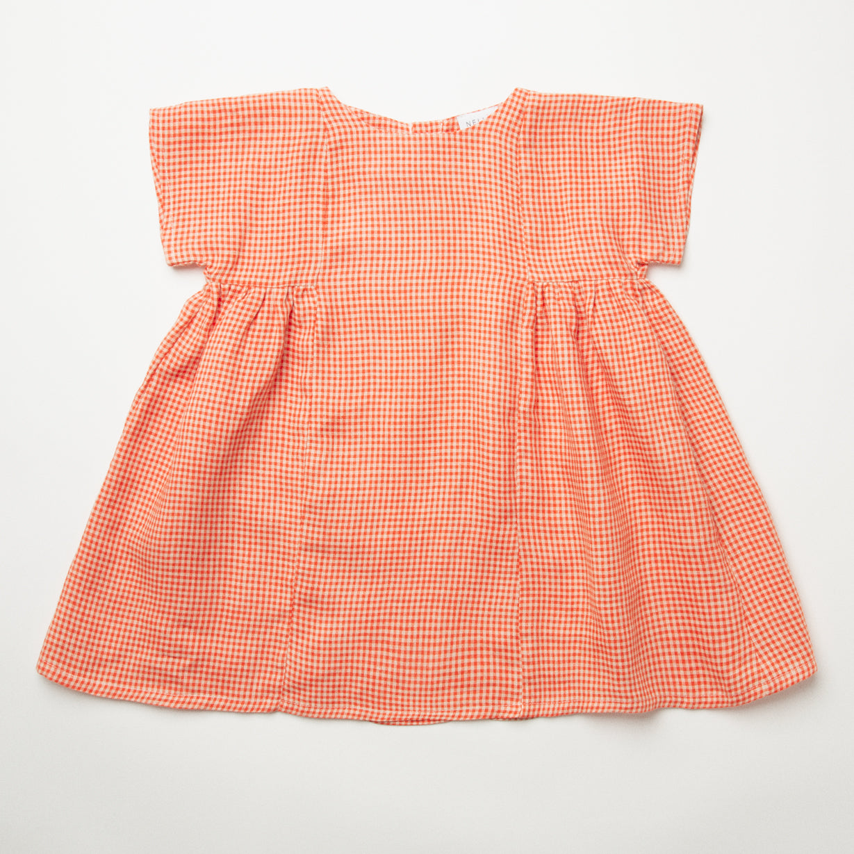 Nellie Quats Ring O Roses Dress - Strawberry & Oat Mini Check Linen