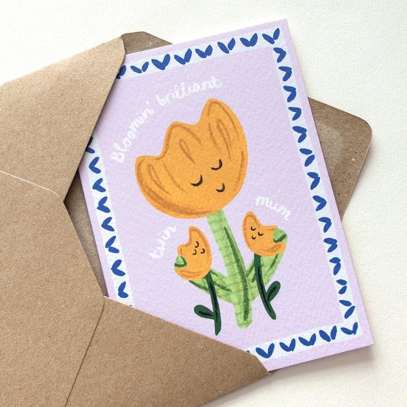 Little Em Emma Alviti Bloomin' Brilliant Twin Mum Card