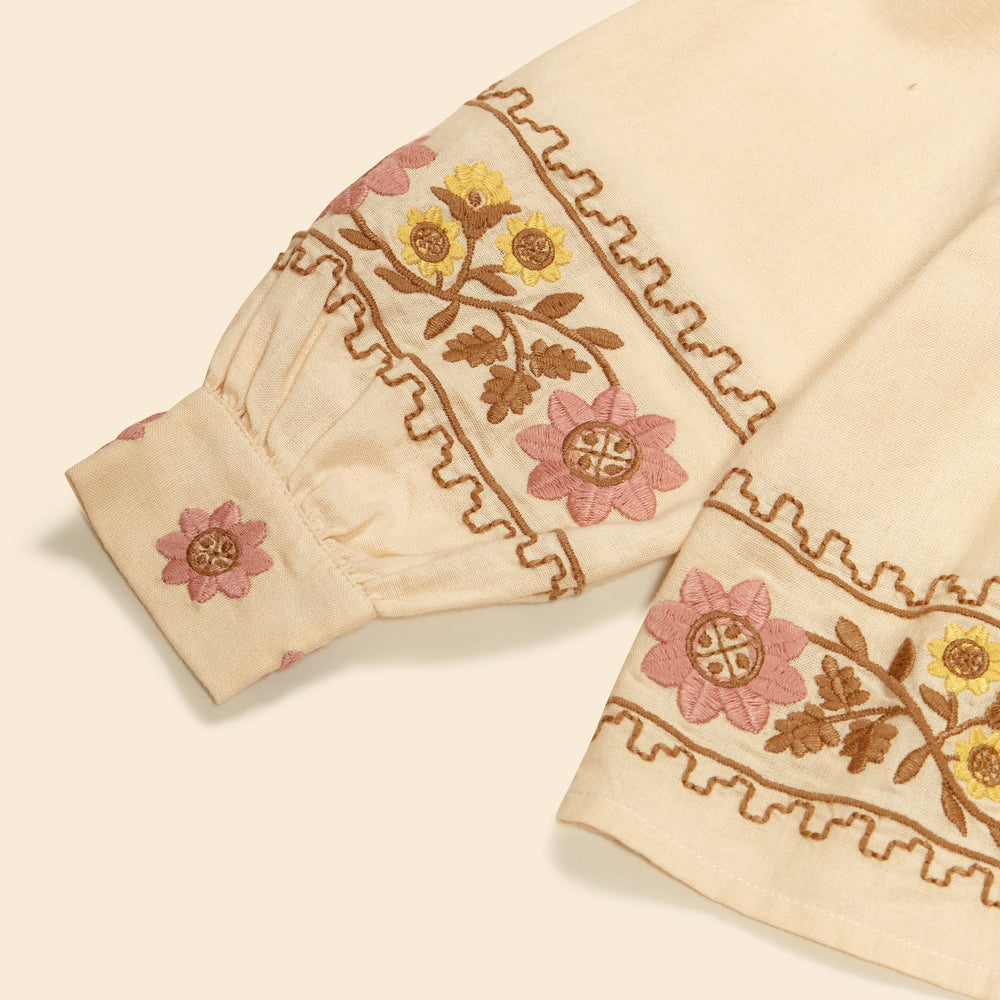 Apolina Carlotta Embroidered Blouse - Cashew