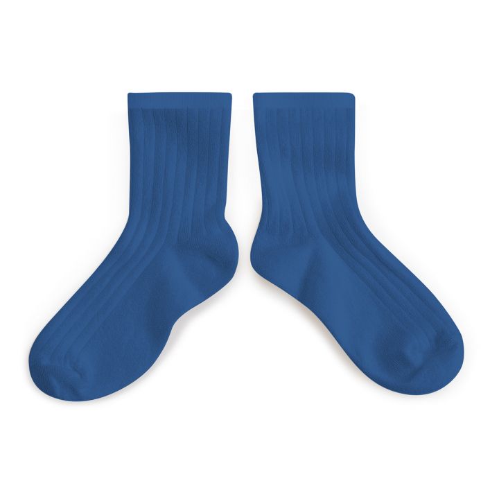 Collégien Women's Ribbed Cotton Ankle Socks - Sapphire Blue