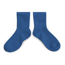  Collégien Women's Ribbed Cotton Ankle Socks - Sapphire Blue