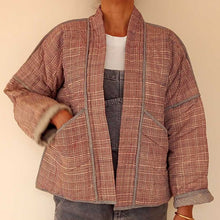 Cotton Conscious Organic Women's Quilted Kimono Jacket - Red Check