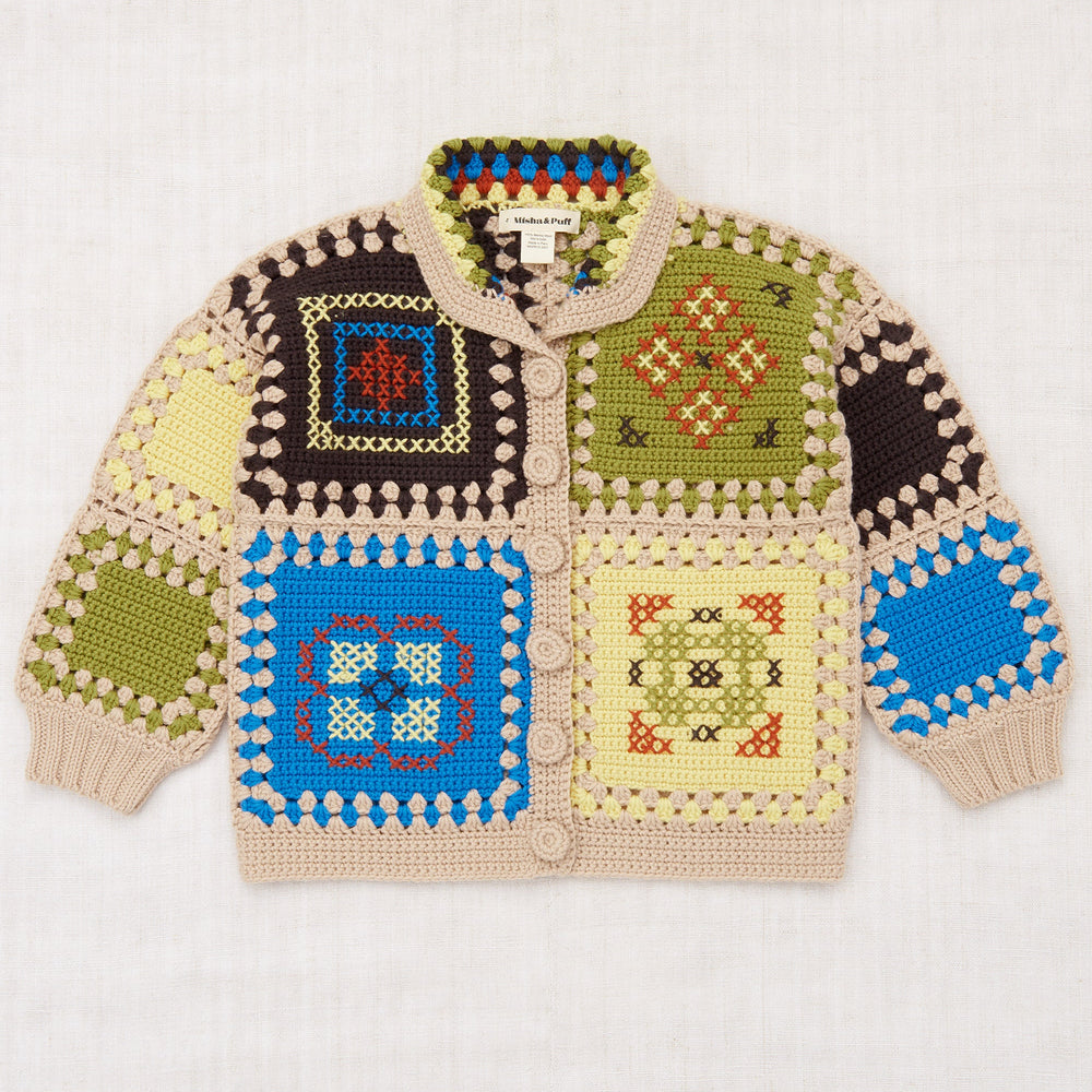 Misha & Puff Cross Stitch Crochet Cardigan Jacket - Patina