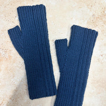  SMALL FOLK Handknits Women's Hand Knitted Ribbed Fingerless Mitts - Space