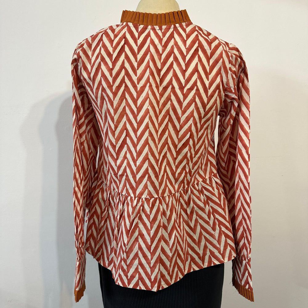 
                  
                    Fierce Flora Women's Lily Long Sleeve Blouse - Rust Chevron
                  
                