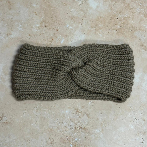 SMALL FOLK Handknits Hand Knitted Ribbed Headband - Fossil