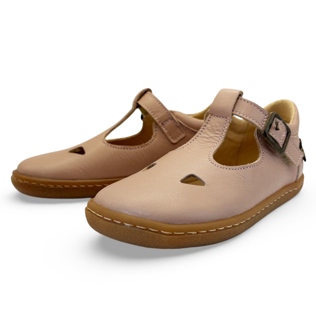 Young Soles Darcey Barefoot Leather T-Bar Shoe - Rose