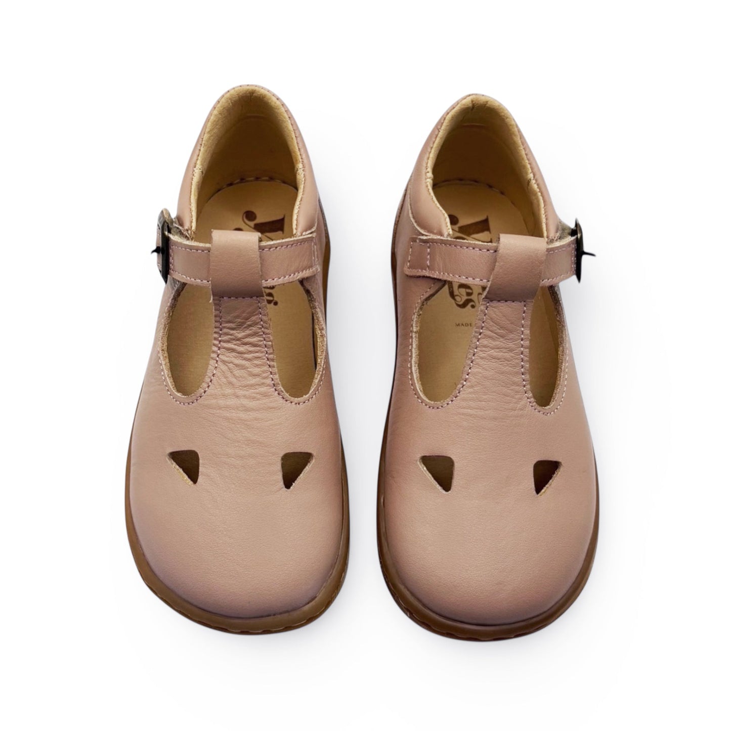 Young Soles Darcey Barefoot Leather T-Bar Shoe - Rose