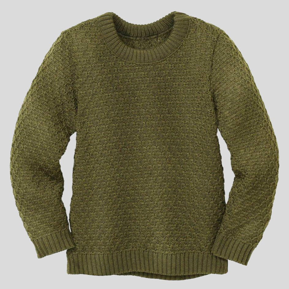 Disana Organic Merino Aran Knit Jumper - Olive