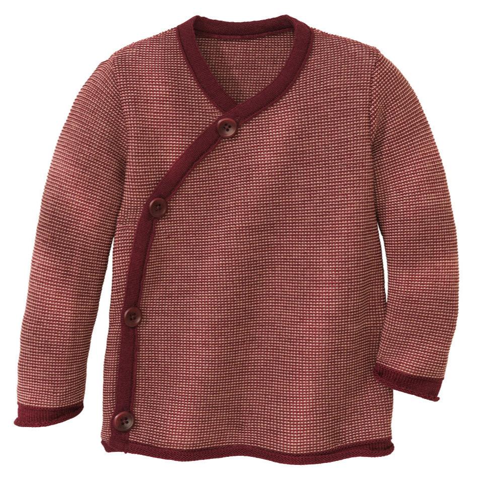 Disana Organic Merino Baby Cardigan - Rose/Cassis Melange