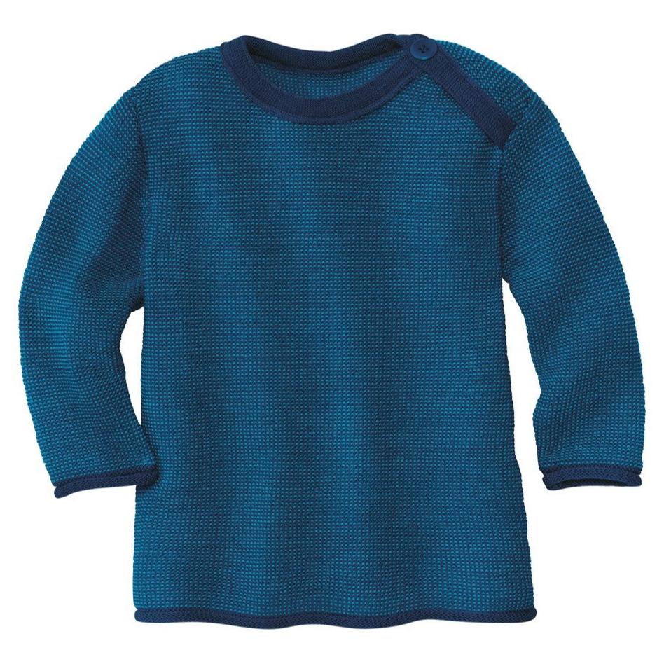 Disana Organic Merino Baby Jumper - Navy/Lagoon Melange