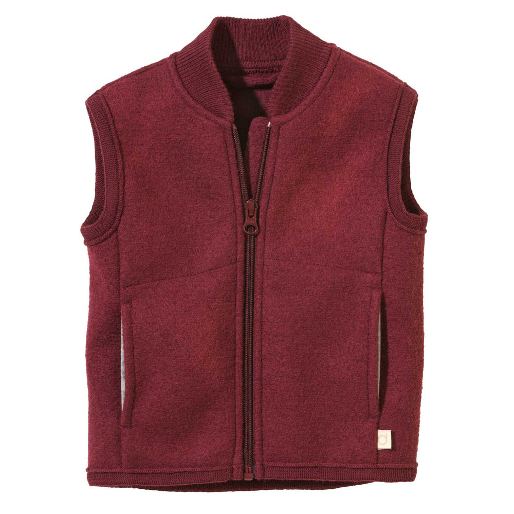 Disana Boiled Wool Zip Vest- Cassis